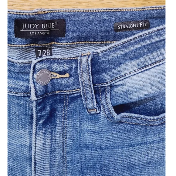 Judy Blue High Waist 90's Knee Destroy Straight Denim Jeans Size 28 Baddie - Picture 4 of 11